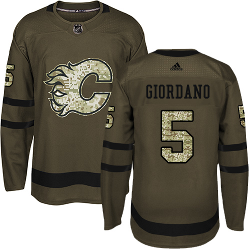 Adidas Flames #5 Mark Giordano Green Salute to Service Stitched NHL Jersey